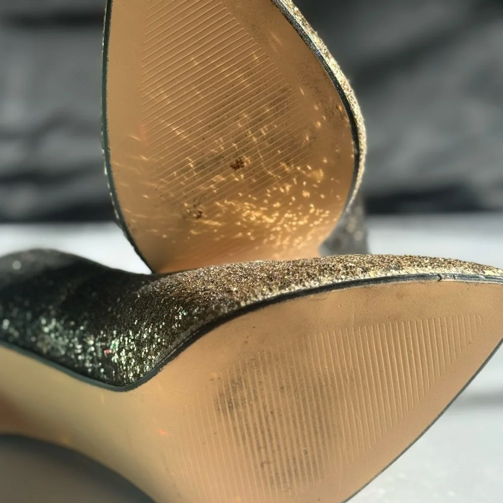 JustFab Sparkling Gold and Black Heels Size 9.5 - Picture 8 of 8